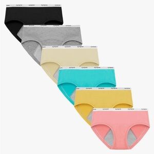 NEW - SYNPOS Teen Girl Underwear Leak-Proof Organic Cotton Protective Briefs 6pk